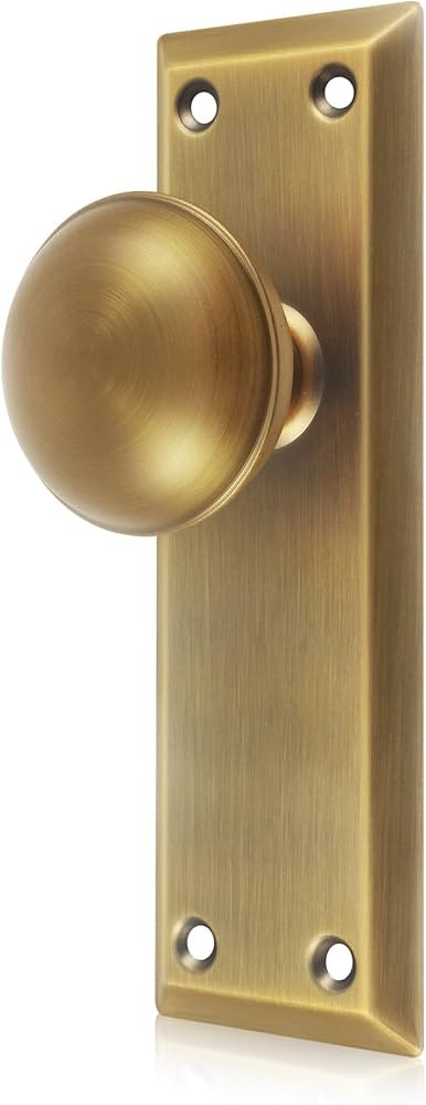 2 Pack Vintage Single-Sided Dummy Door Knobs Interior, Antique Brass Long Plate Dummy Door Knobs | Amazon (US)