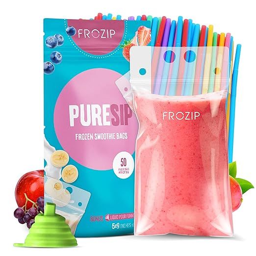 Deluxe 50-Pcs Disposable Drink Container Set By FroZip – Drink Pouches W/ Gusset Bottom & Reclo... | Amazon (US)