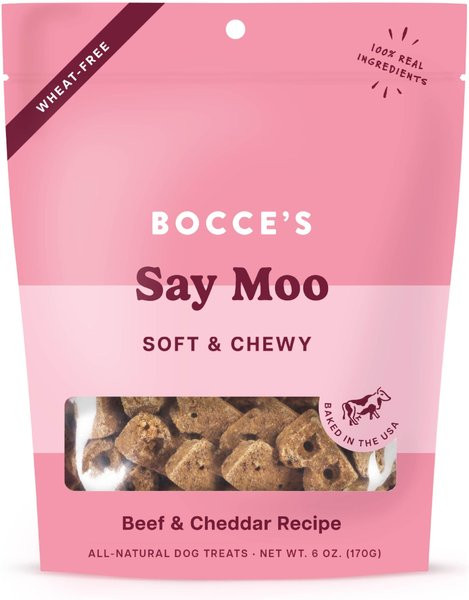 BOCCE'S BAKERY Say Moo Beef & Cheddar Recipe Soft & Chewy Dog Treats, 6-oz bag - Chewy.com | Chewy.com