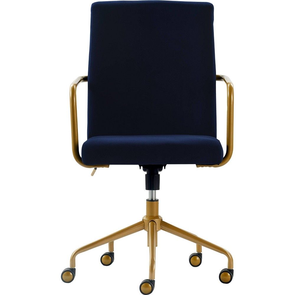 Giselle Gold Desk Chair Navy Velvet - Adore Decor | Target
