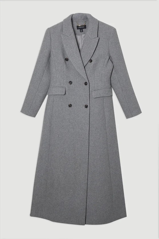 Wool Double Breasted Tailored Maxi Coat | Karen Millen UK + IE + DE + NL
