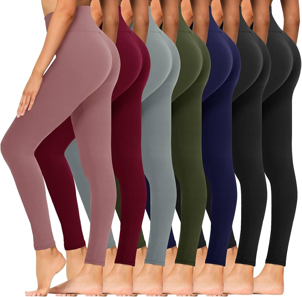 Syrinx 7 Pack Leggings for Women - High Waisted Tummy Control Soft Yoga Pants for Workout Running | Amazon (US)