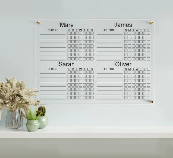Personalized Acrylic Chore Chart  Chore Chart for 4 People  - Etsy | Etsy (US)