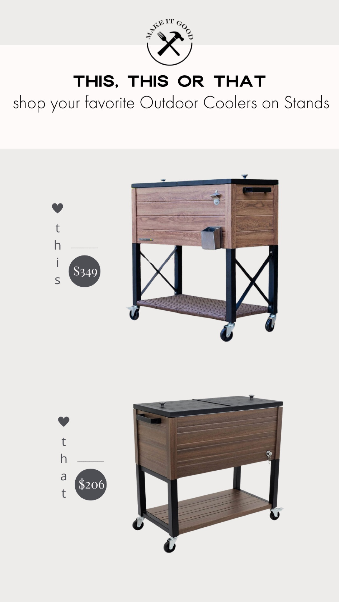 Up your summer hosting game with a cooler on a stand (and on wheels!) so cold drinks are easily accessible and you keep your outdoor living space looking aesthetic without losing function!

#LTKSeasonal #LTKStyleTip #LTKHome