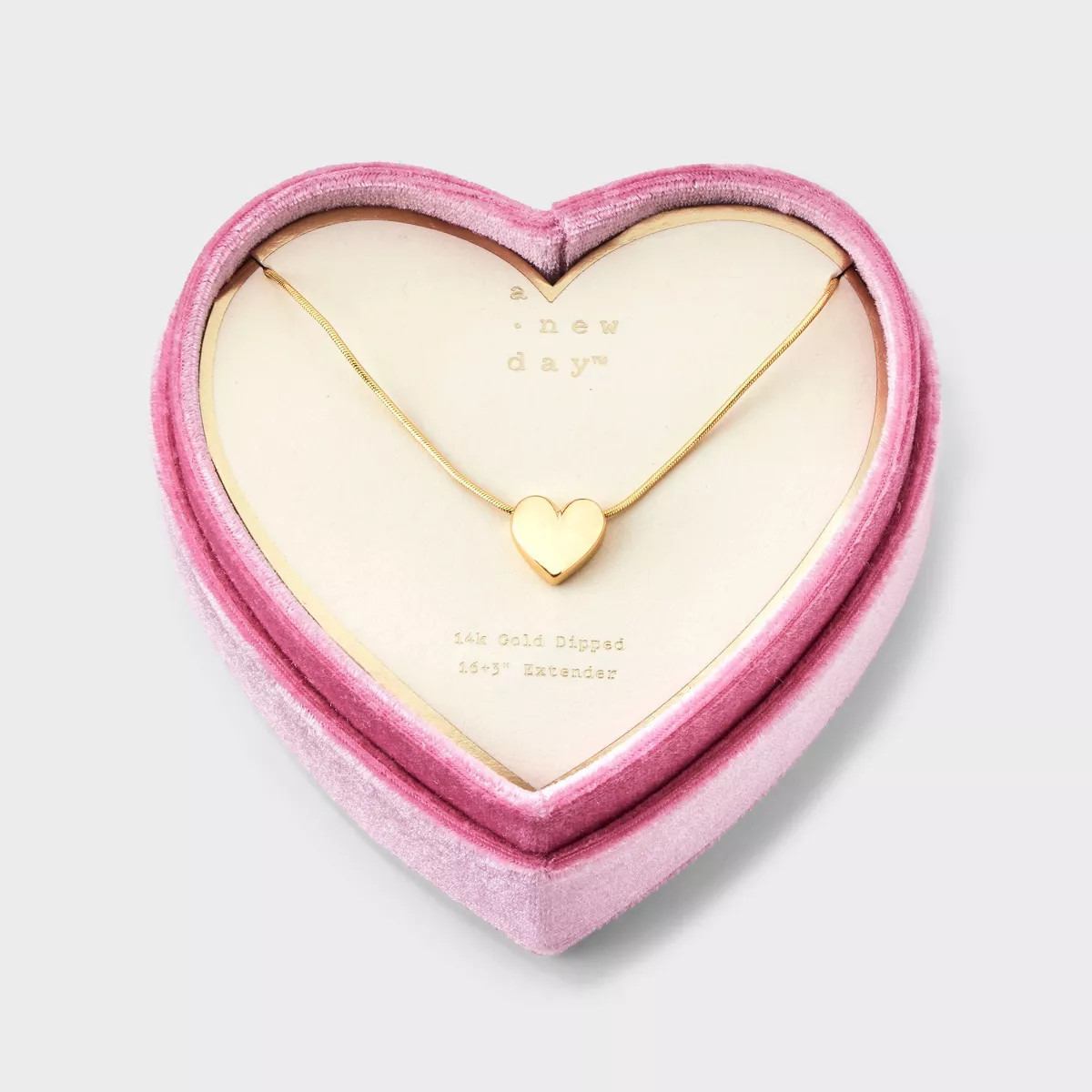 14k Gold Dipped Heart Slider on Snake Chain 1pc Necklace - A New Day™ Gold | Target