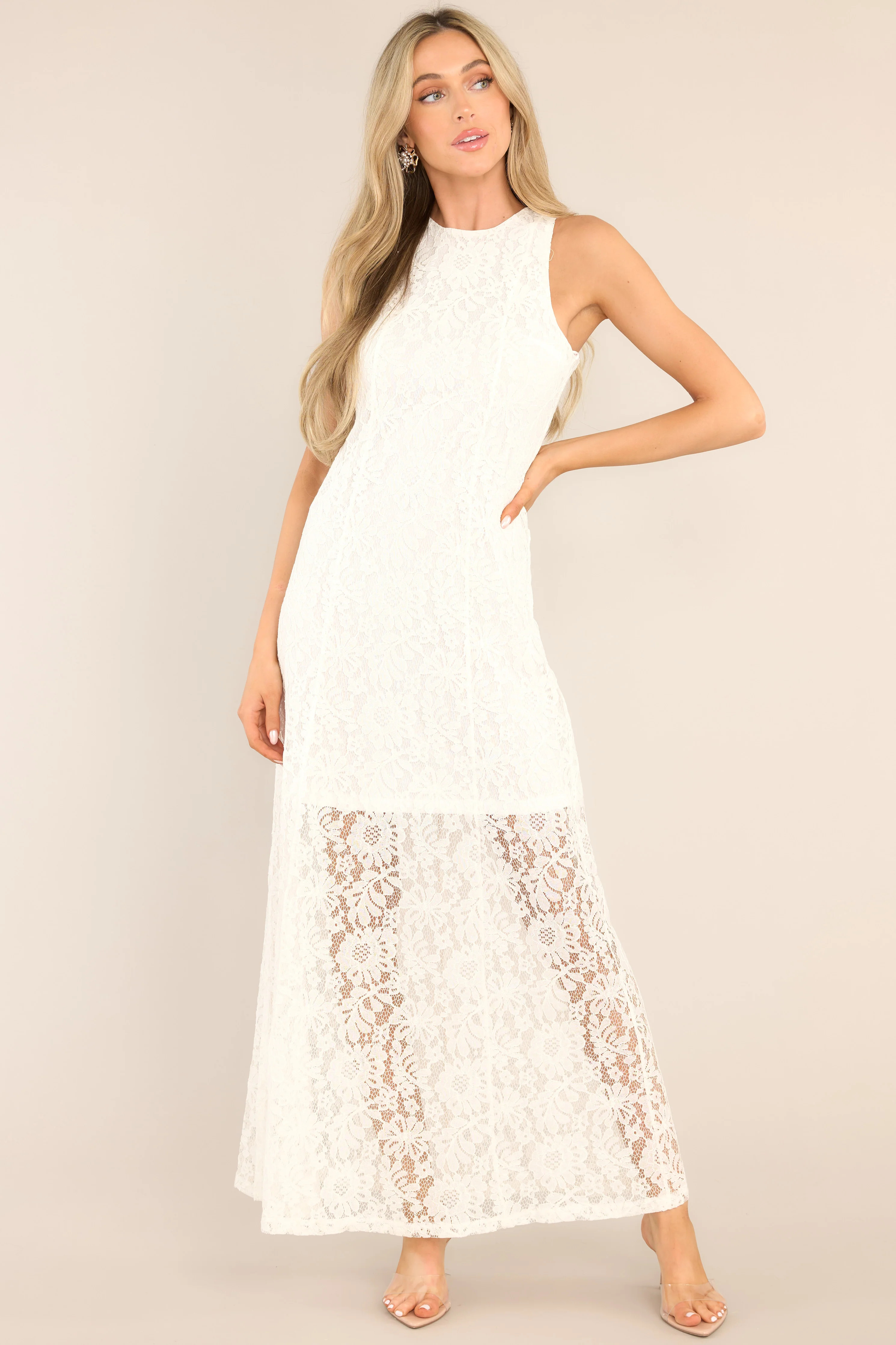 Irresistible Charm White Lace Maxi Dress | Red Dress
