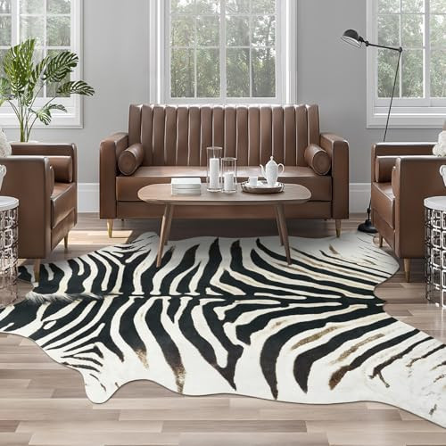 AROGAN Western Faux Zebra Rug, Sturdy Zebra Hide Rugs, Non-Slip 5.2x6.2 Ft | Amazon (US)