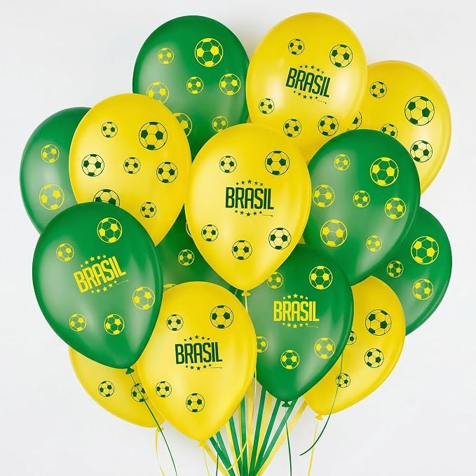 São Roque Balão 9 Copa do Mundo 2026 25 Unidades Sortido nas Cores do Brasil Verde Amarelo Azul... | Amazon (BR)