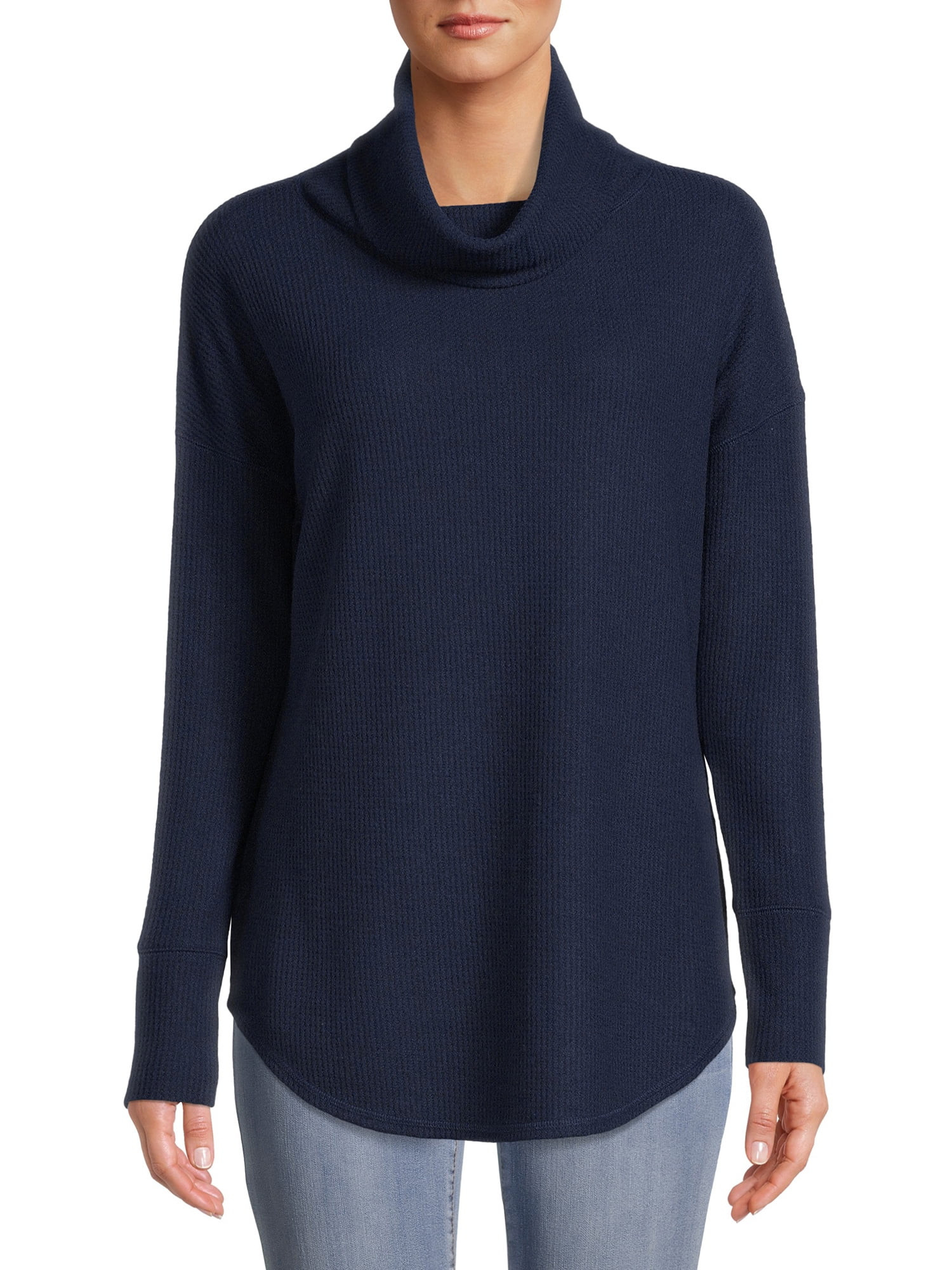 Time and Tru Women's Cowl Neck Waffle Tunic | Walmart (US)