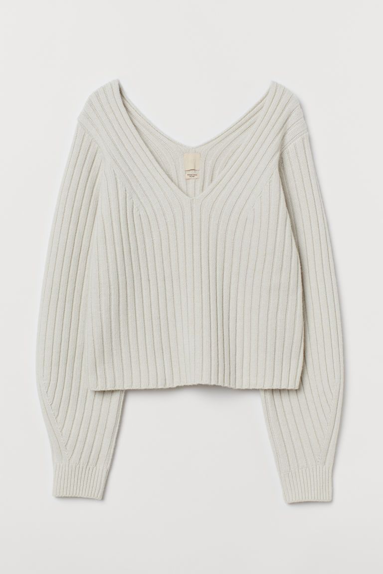 H & M - Rib-knit Merino-blend Sweater - White | H&M (US)