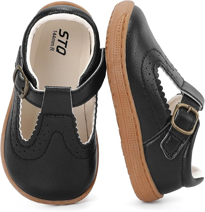 STQ Wide Toe Box Toddler Mary Jane Dress Shoes Zero Drop Girls Ballet Flats for Party School Unif... | Amazon (US)