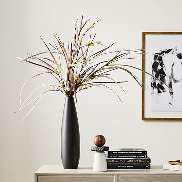 Pure Black Ceramic Vase & Faux Botanicals Arrangement Bundle | West Elm (US)
