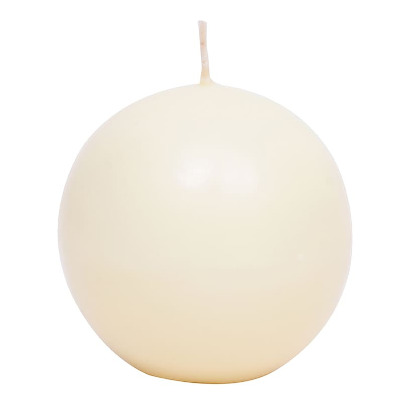 Ivory Unscented Overdip Sphere Candle, 4" | At Home