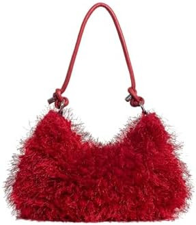 Verdusa Women's Fluffy Faux Fur Underarm Bags Fuzzy Shoulder Bag Plush Purse | Amazon (US)
