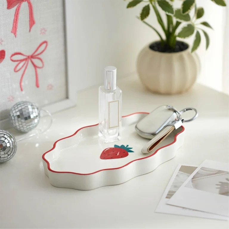 Mainstays Strawberry Scalloped Ceramic Trinket Tray | Walmart (US)
