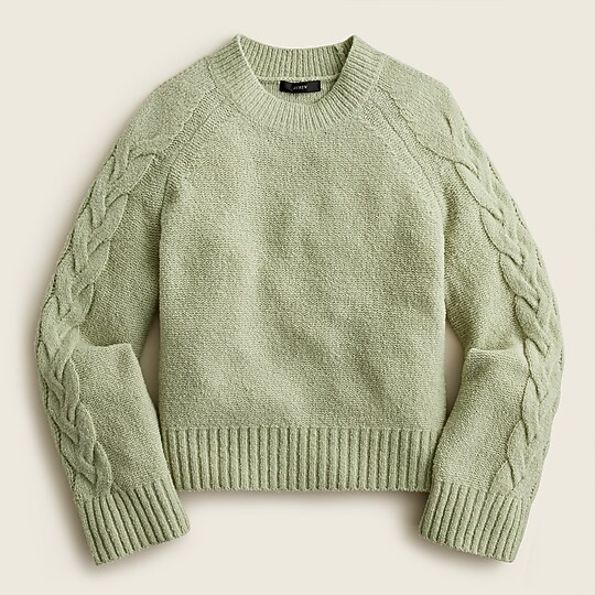 Cashmere bouclé cable-sleeve sweater | J. Crew US