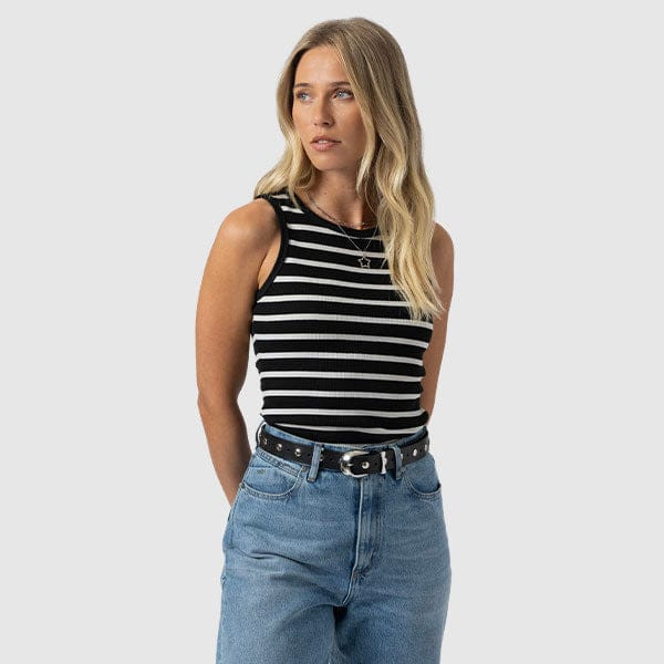Nova Racer Vest - Black & White Stripe | Saint + Sofia