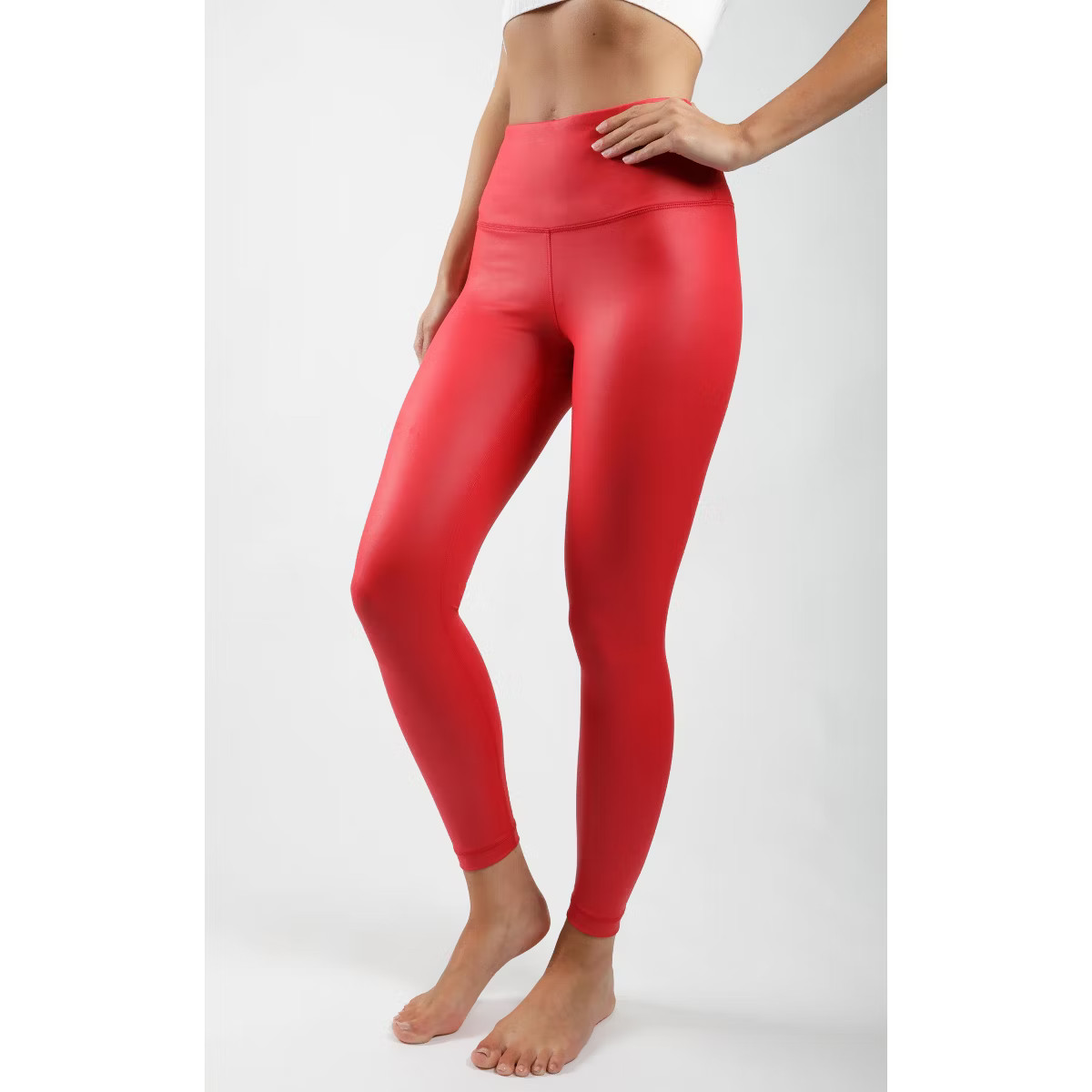 90 Degree By Reflex Interlink Faux Leather High Waist Cire Ankle Legging | Target