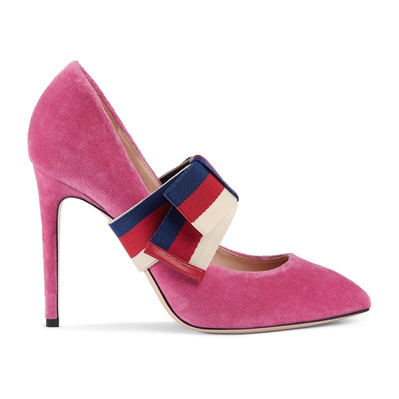 Velvet pump with removable Sylvie bow | Gucci (US)