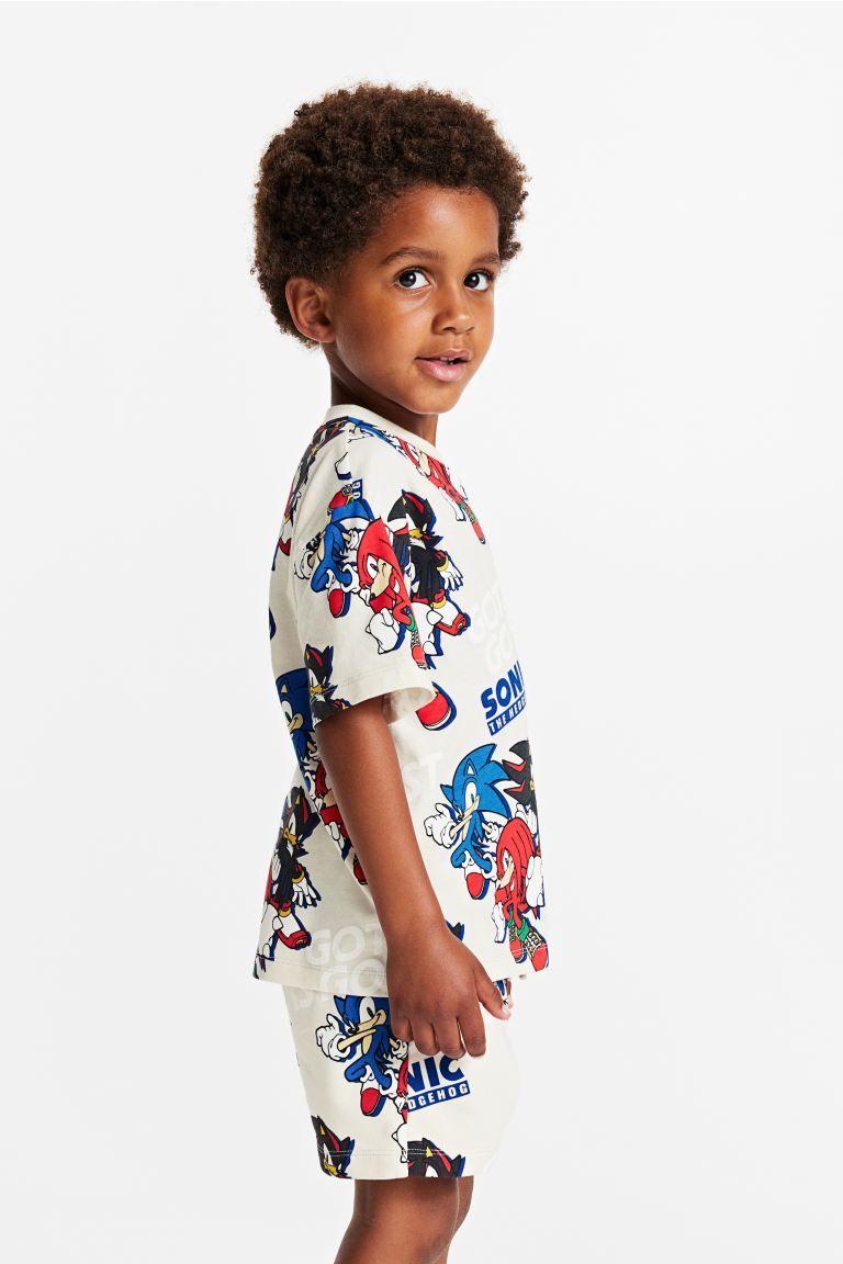 2-piece Printed Set - Light beige/Sonic the Hedgehog - Kids | H&M US | H&M (US)