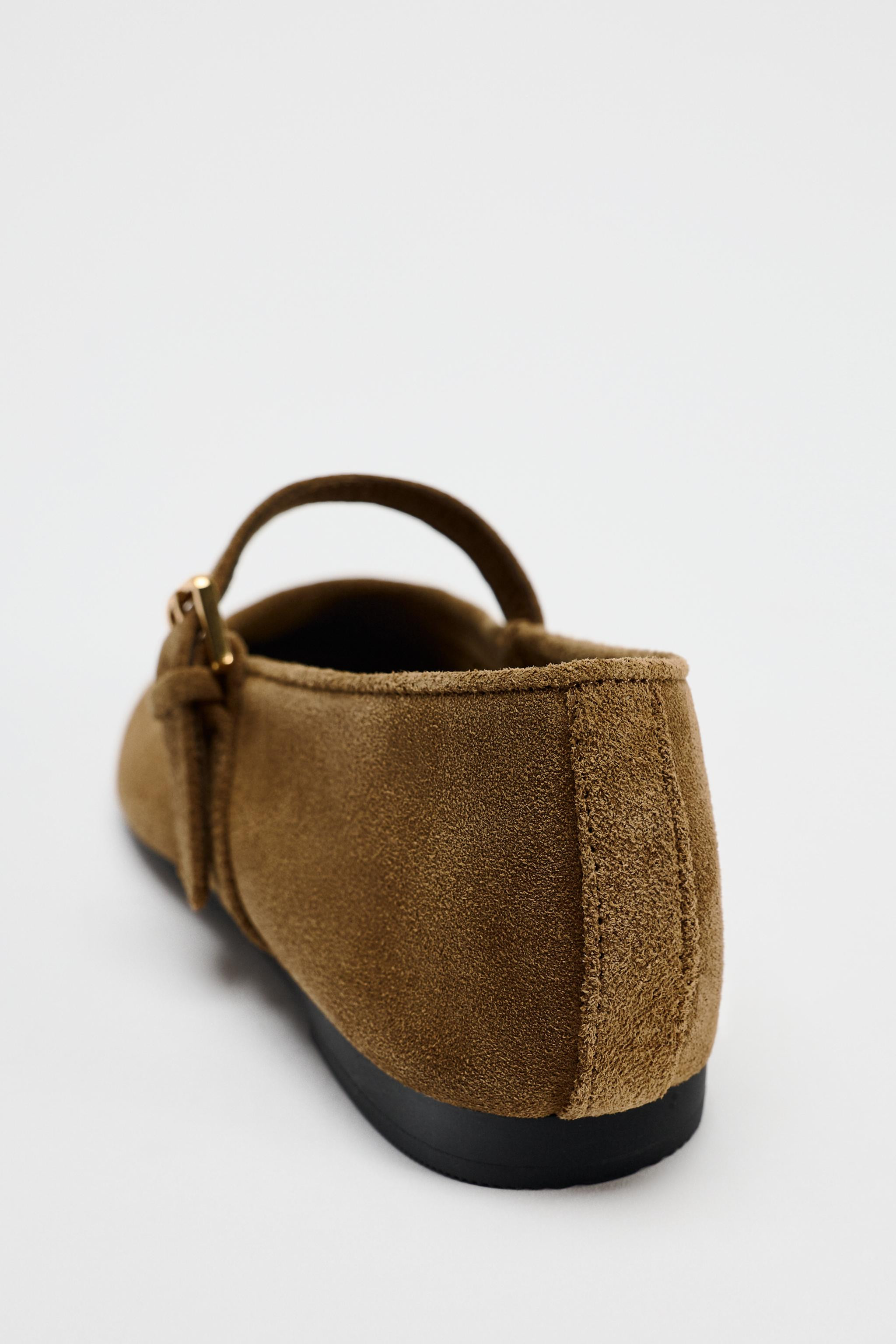 SPLIT SUEDE BALLERINAS | Zara UK