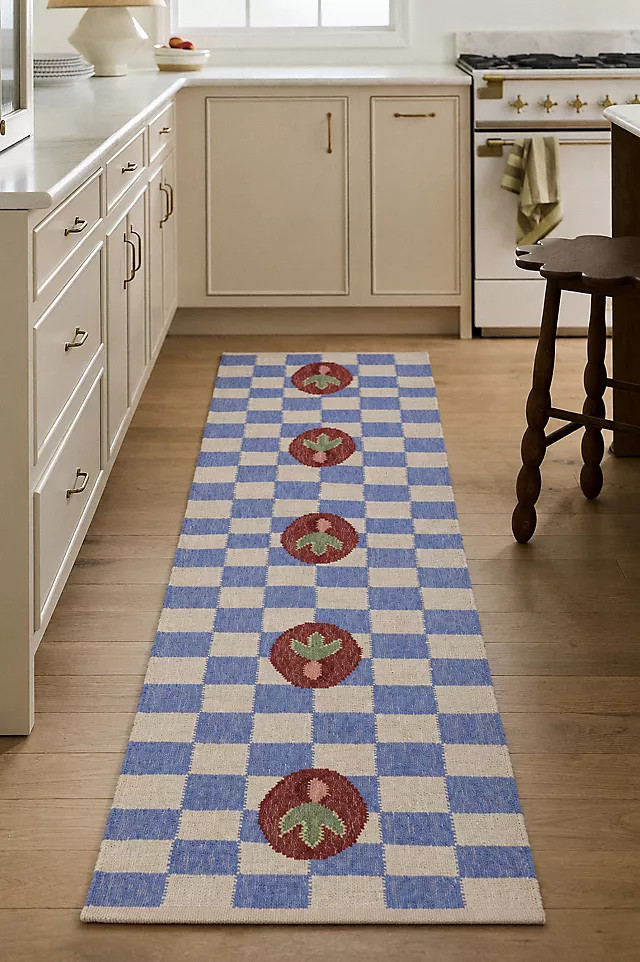 Flatwoven Jute Checkered Radish Rug | Anthropologie (US)