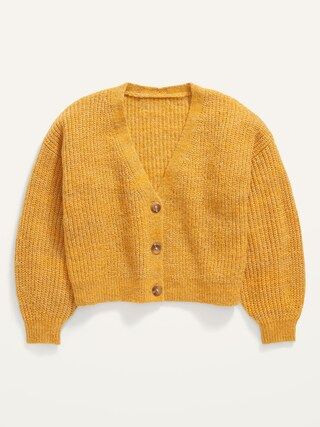 Cropped Space-Dye Button-Front Cardigan Sweater for Girls | Old Navy (US)