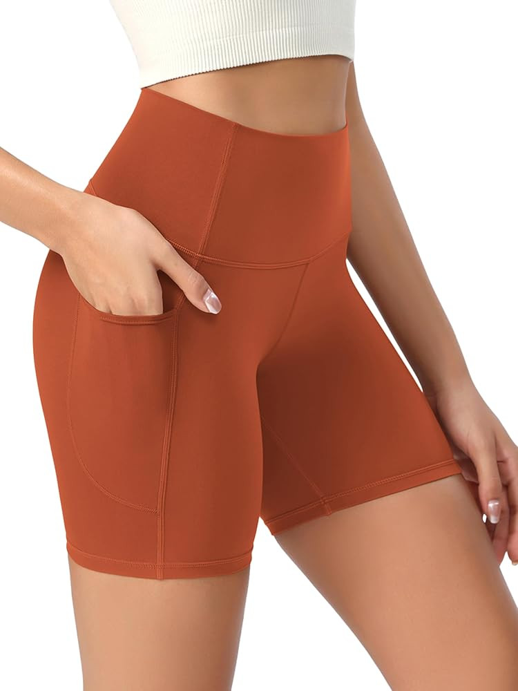 ODODOS Women's High Waist Lounge Yoga Shorts with Pockets, 4"/6"/8"/10" Buttery Soft Biker Shorts | Amazon (US)
