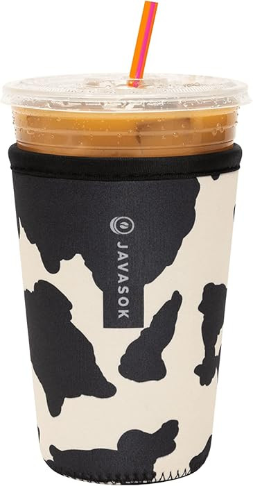 Sok It JavaSok Iced Coffee & Cold Soda Insulated Neoprene Cup Sleeve (Cow Print, Medium: 22-28oz) | Amazon (US)