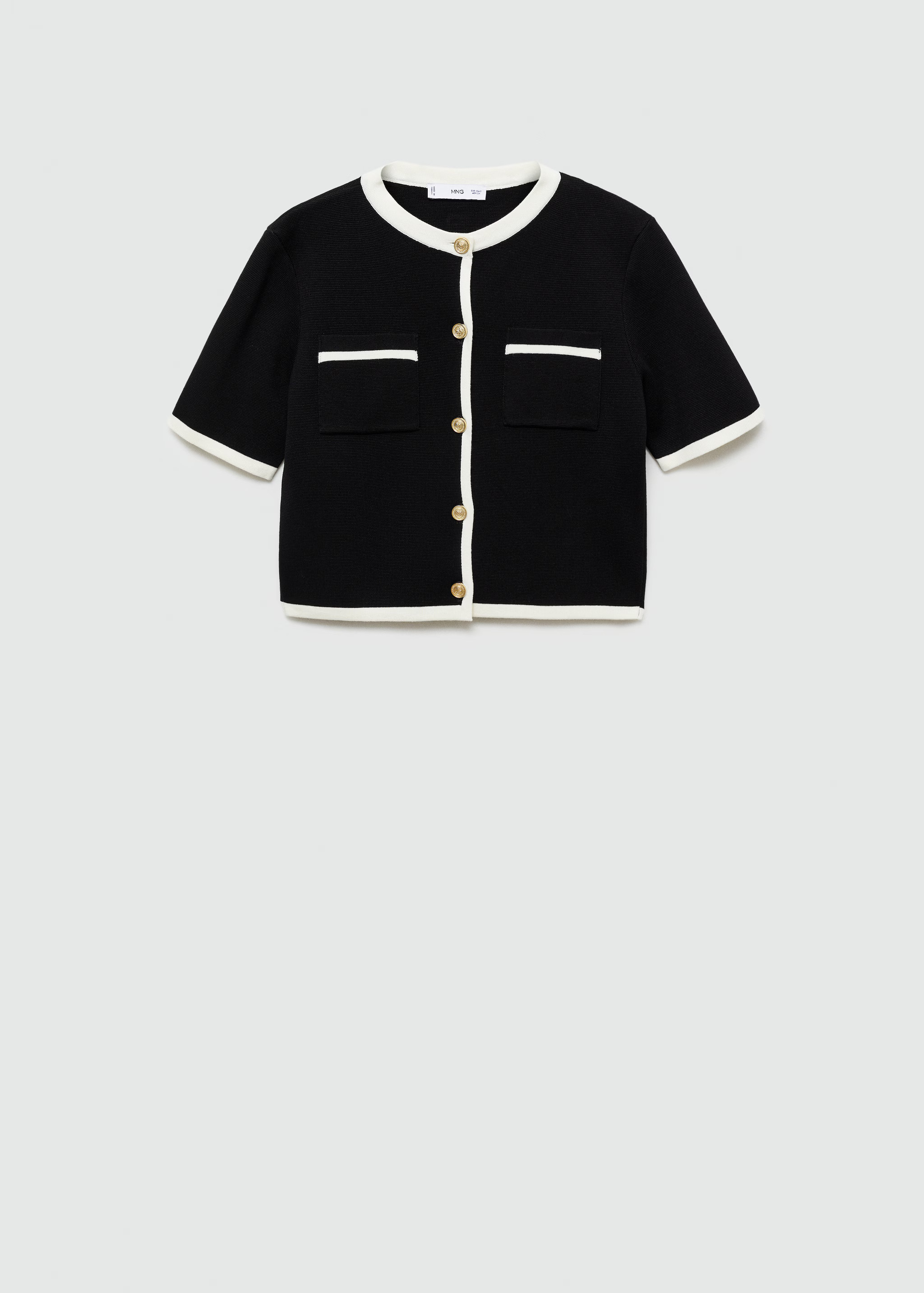 Short-sleeved cardigan with contrasting trims - Woman | MANGO USA | MANGO (US)