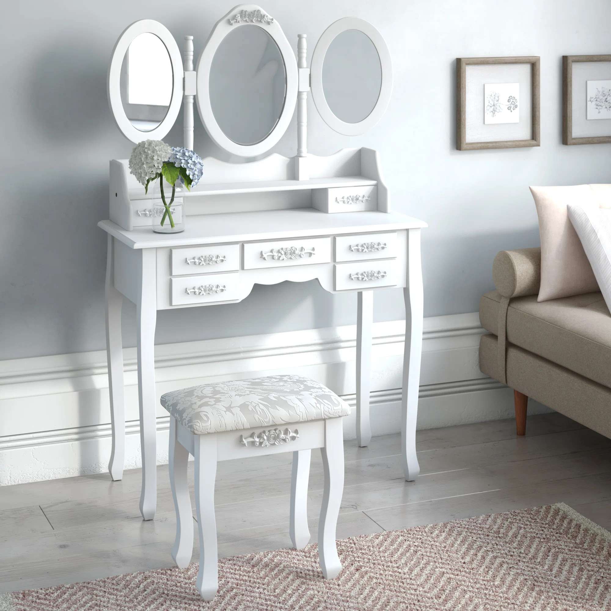 Adrian Dressing Table with Mirror | Wayfair UK