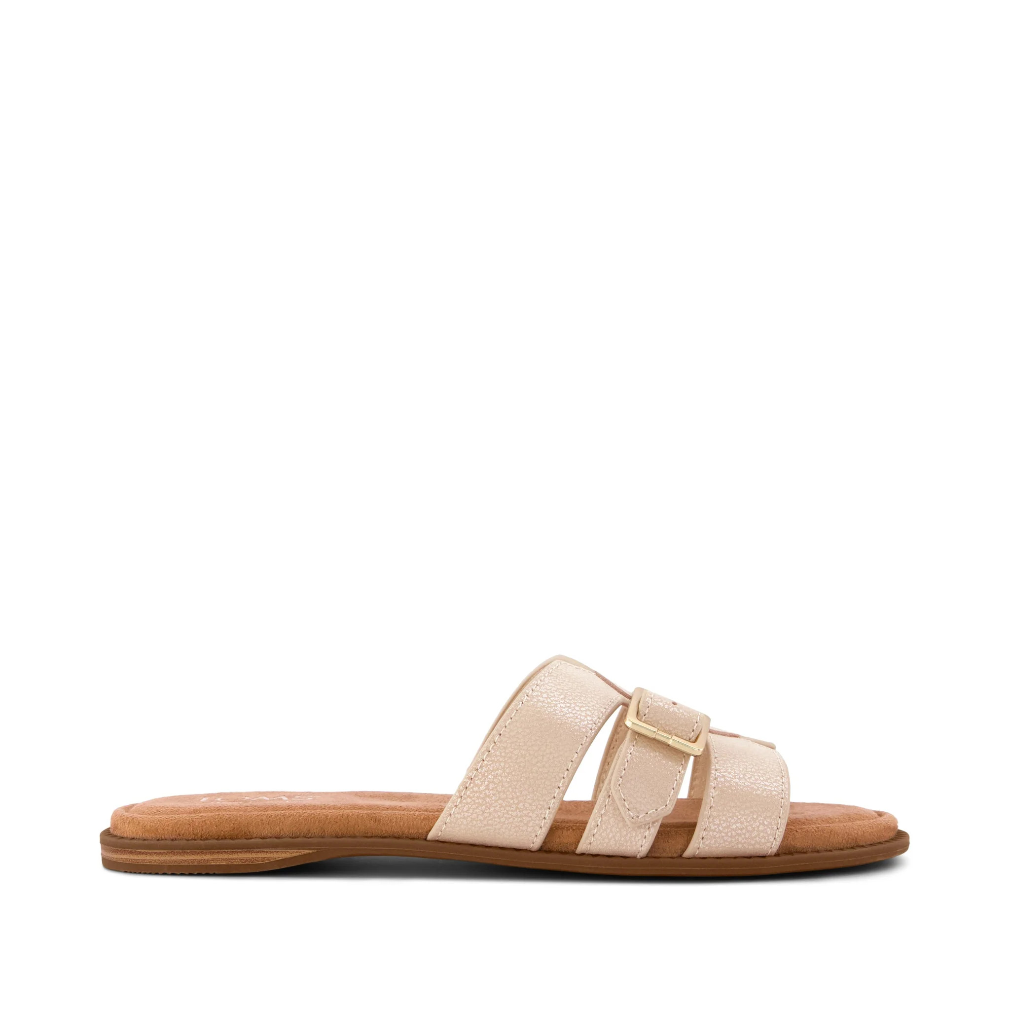 Womens Sol Slide Sandal Champagne Shimmer Suede | Toms EMEA