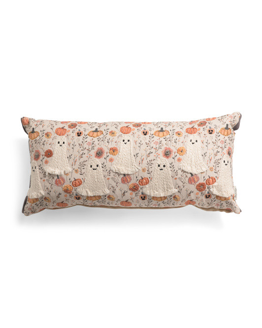 14x30in Pumpkin Wood Embroidered Bead French Decorative Pillow | TJ Maxx