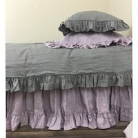 Medium Grey Duvet Cover With Country Ruffles, Natural Linen Shabby Chic Bedding | Etsy (US)