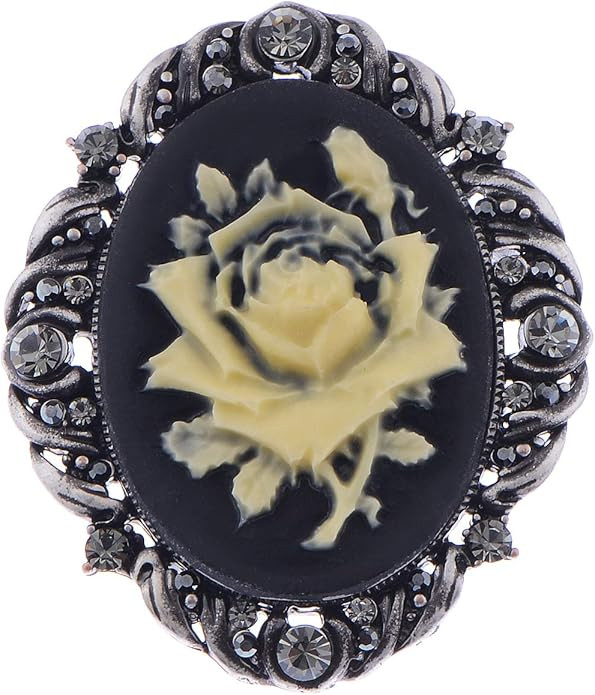Alilang Vintage Inspired Antique Reproduct Rose Pink Crystal Flower Cameo Pin Brooch | Amazon (US)