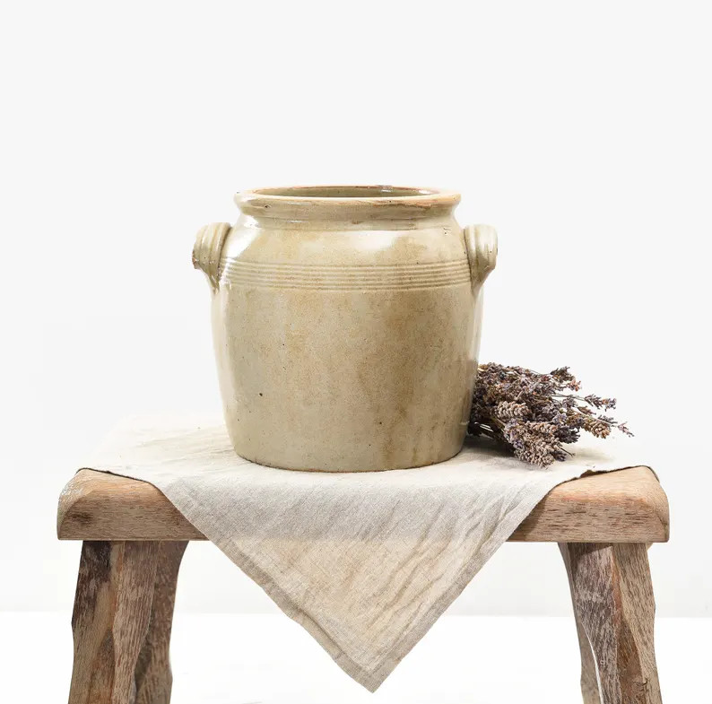 French Antique Confit Pot. Rustic Provencal Glazed Stoneware Confit Pot. Country Kitchen Deco, Ut... | Etsy (US)