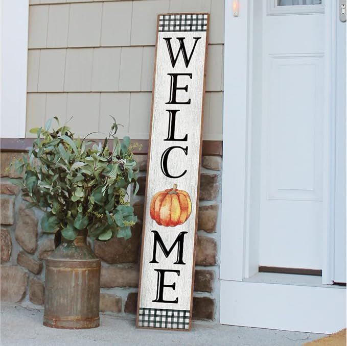 My Word! Welcome Black & White Pumpkin Porch Board Sign | Amazon (US)