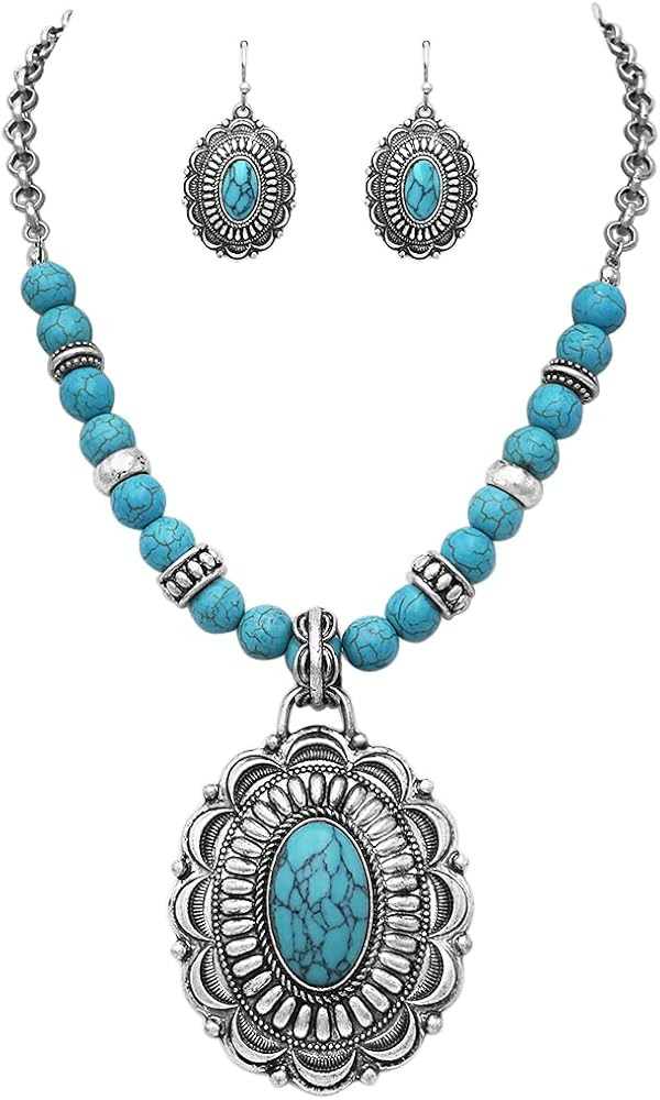 Rosemarie & Jubalee Women’s Cowgirl Chic Western Style Statement Turquoise Howlite Bead and Sto... | Amazon (US)