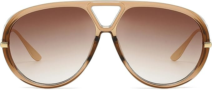 Trendy Oversized Aviator Sunglasses for Women Men Luxury Vintage Shades Retro Metal Sunglasses Sh... | Amazon (US)