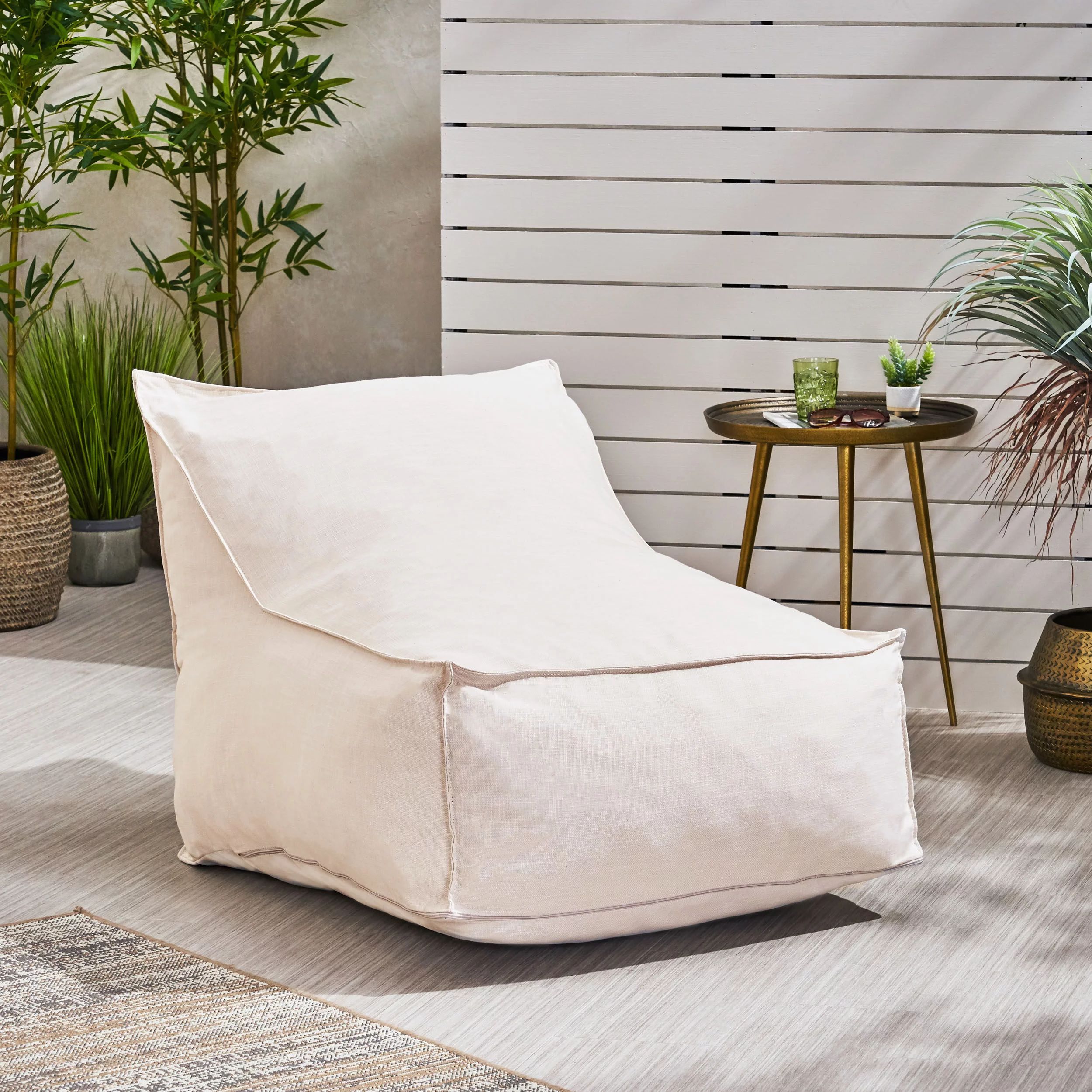 GDF Studio Lilac 3 Ft Water Resistant Fabric Bean Bag Chair, Khaki | Walmart (US)