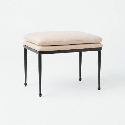 Edgehill Pillow Top Ottoman with Metal Legs Beige - Threshold™ designed with Studio McGee | Target