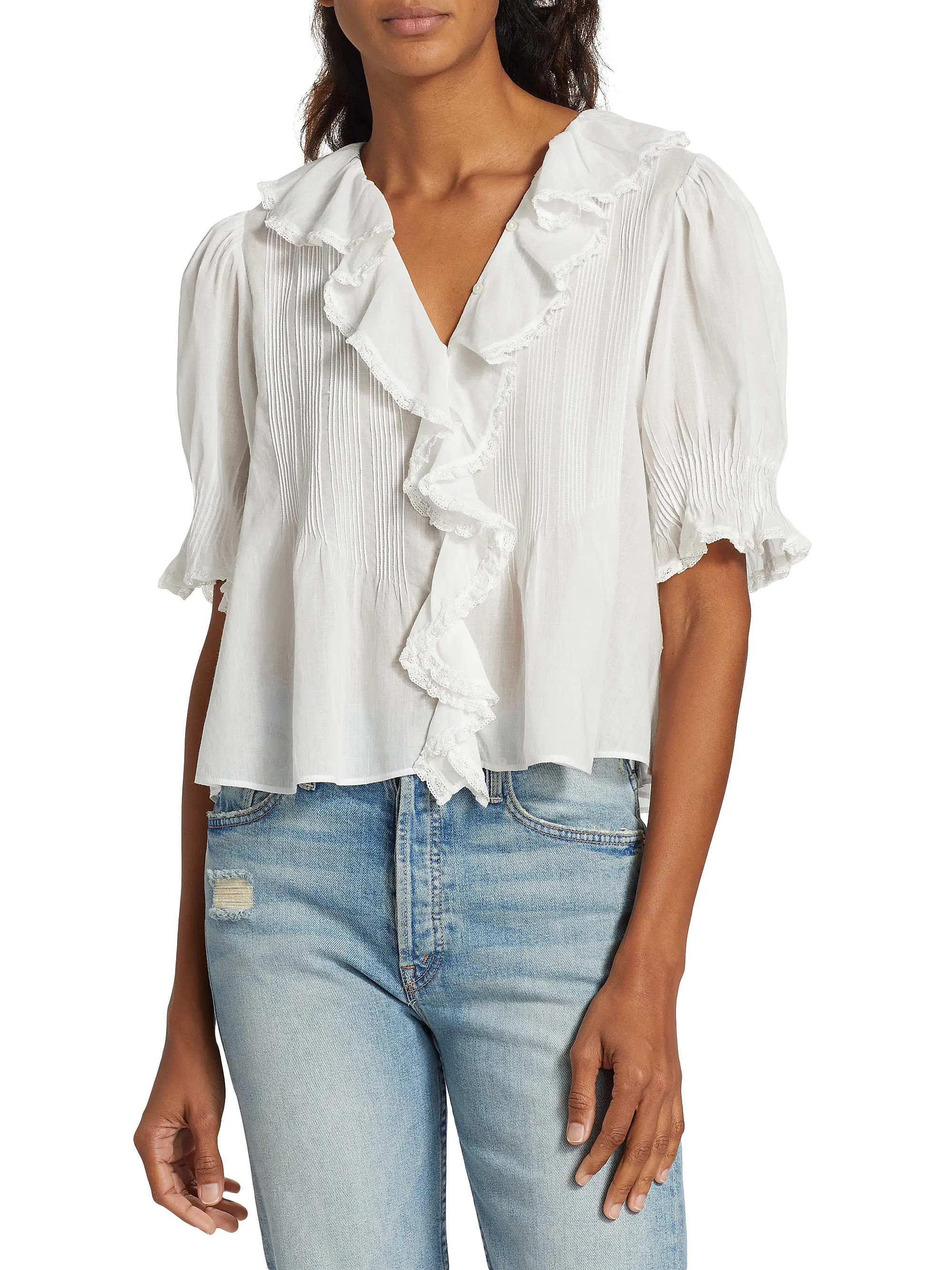 Henri Ruffled Puff-Sleeve Top | Saks Fifth Avenue