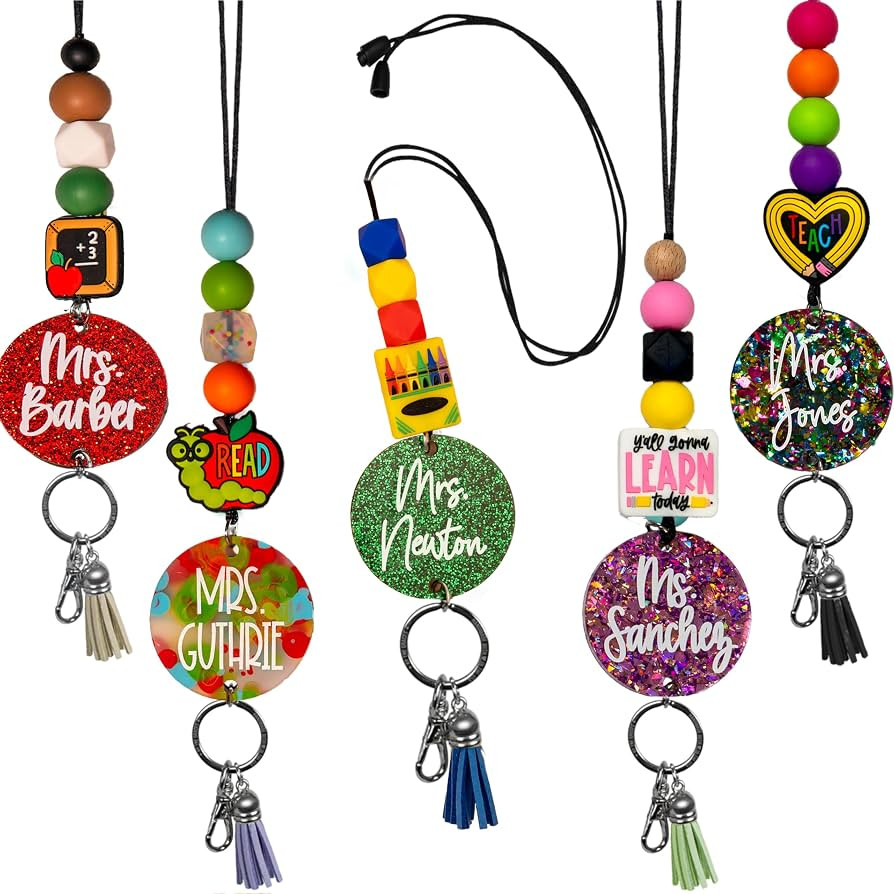By the Graces Handmade Personalized Teacher Lanyard for Badges and Keys | Durable Beaded Lanyard ... | Amazon (US)