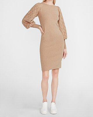 Cable Balloon Sleeve Sweater Dress | Express