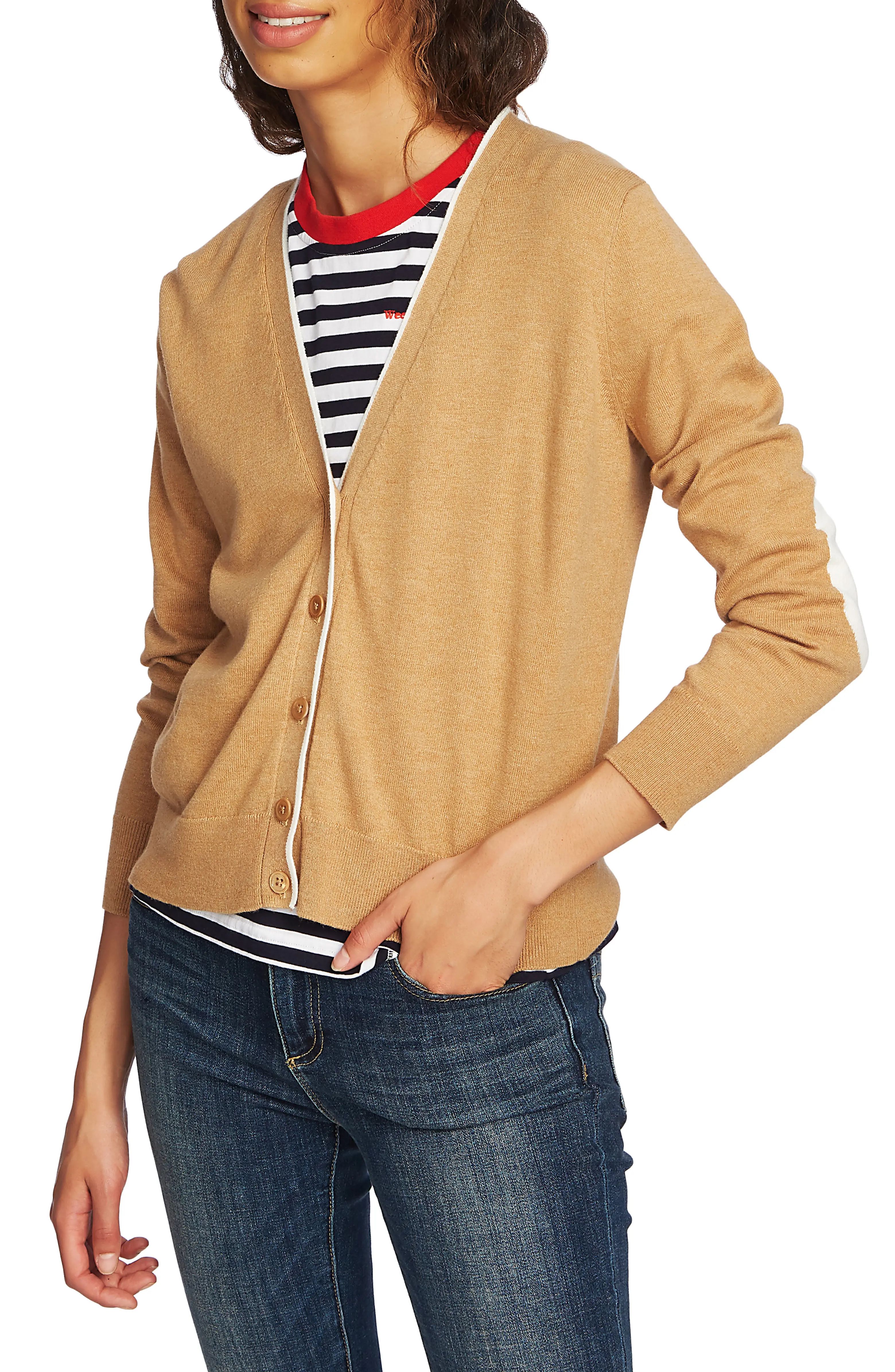 Elbow Detail Tipped Cardigan | Nordstrom