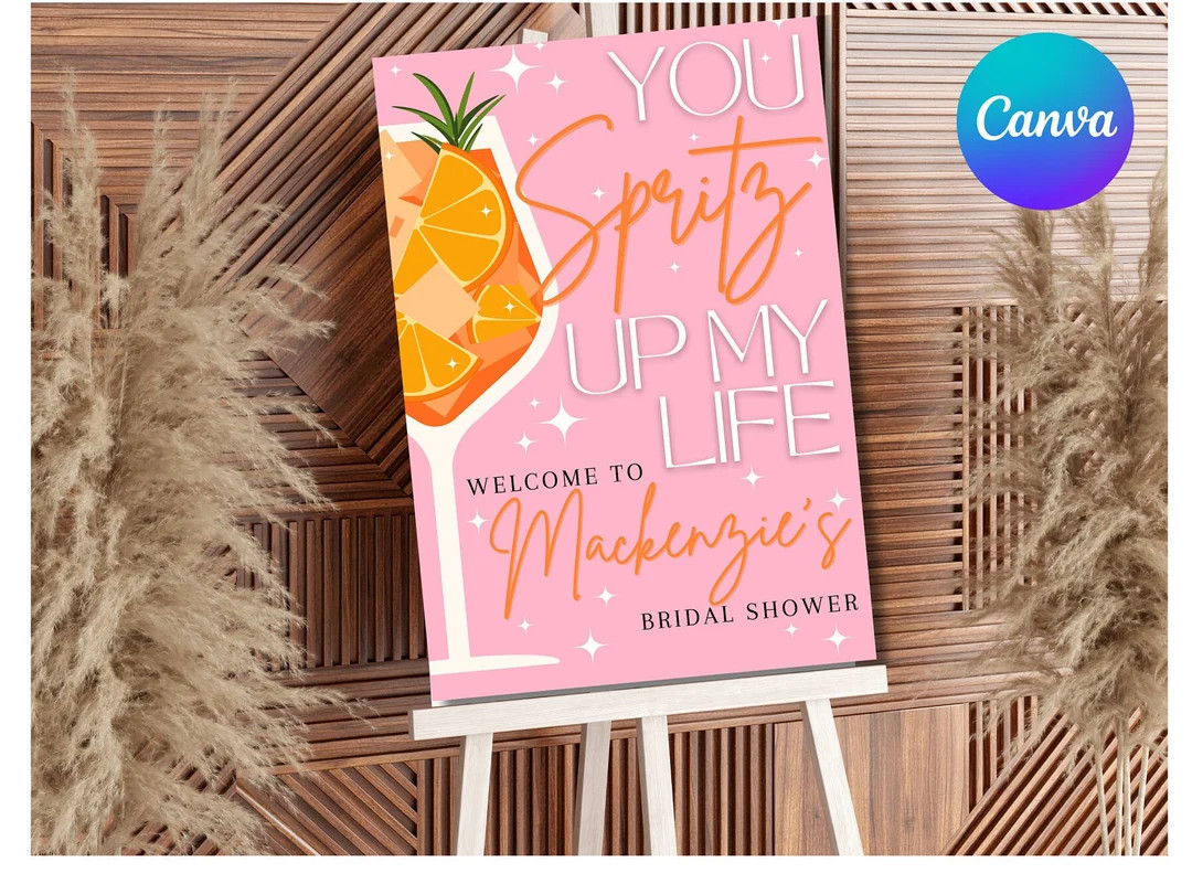 Editable Spritz Bridal Shower Welcome Sign 24x36 Poster Template Aperol Spritz Bridal Brunch Bach... | Etsy (US)
