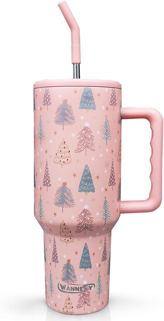 Christmas Tree 40 oz Tumbler with Handle and Straw Lid, Christmas Tree Themed Cute Gifts for Wome... | Amazon (US)