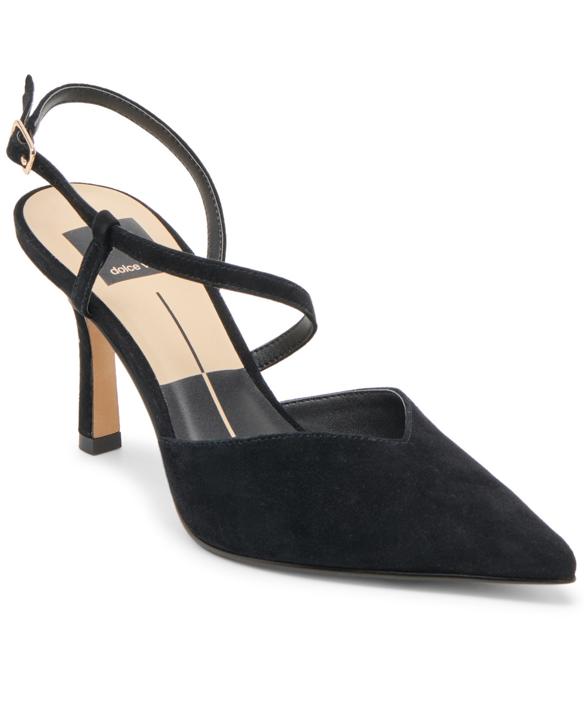 Dolce Vita Women's Kamra Asymmetrical Stiletto Pointed Toe Pumps - Onyx Suede | Macy's