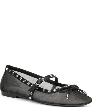 Rayna Mesh Rhinestone Trim Mary Jane Ballerina Bow Flats | Dillard's