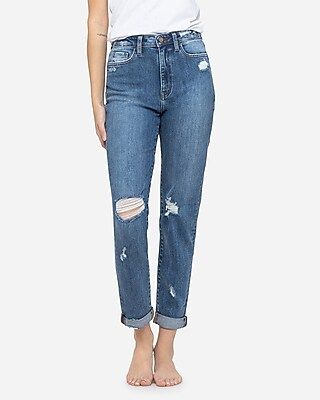 Flying Monkey Super High Waisted Distressed Mom Jeans | Express